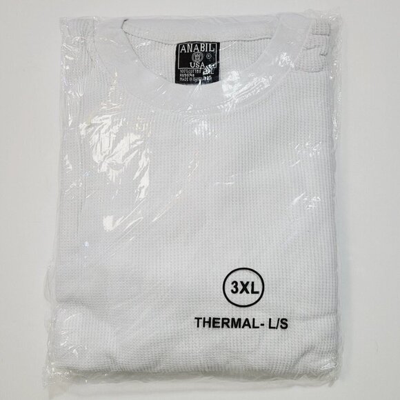 Vtg Anabil White Thermal Top Men's Medium Weight Sz 3XL NEW Old Stock Base Layer - Picture 3 of 10